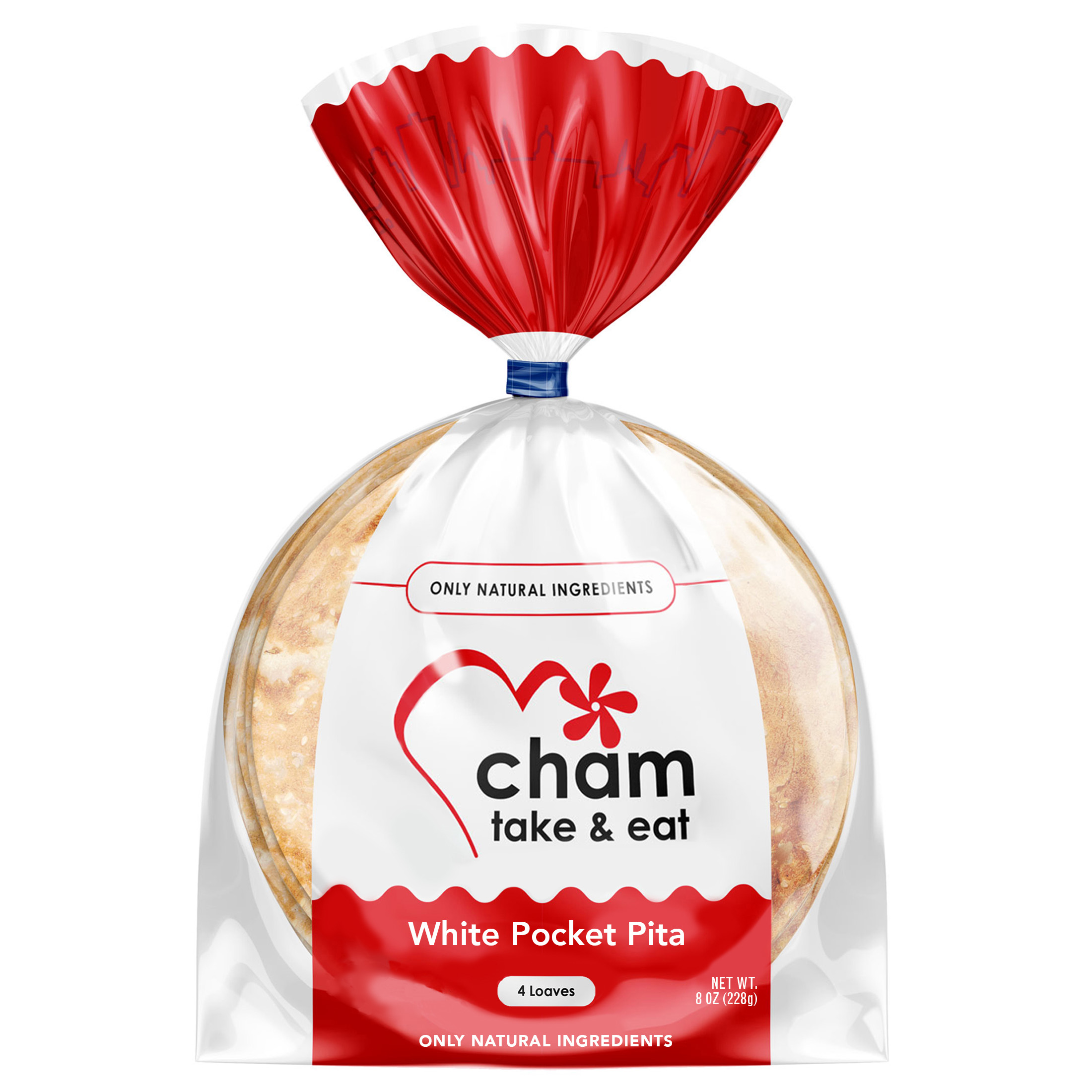 White pita bread bag front